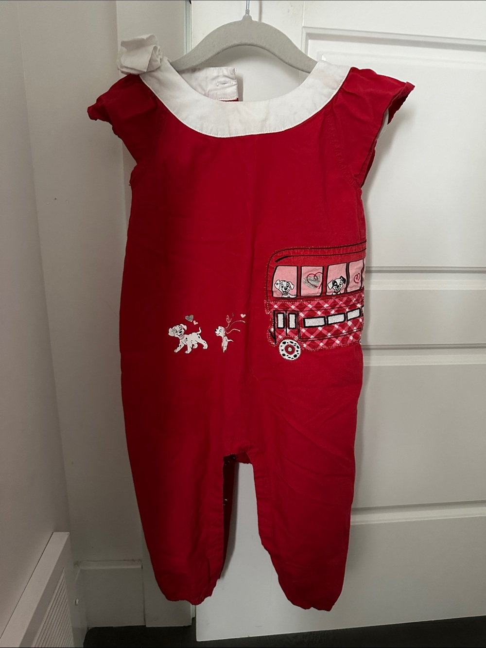 Disney Baby Red One-Piece Romper with Bus 101 Dalmatians print
